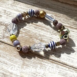 Purple lava rock colorful beaded bracelet